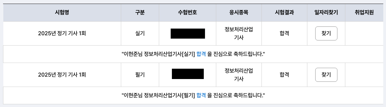 정보처리산업기사 합격